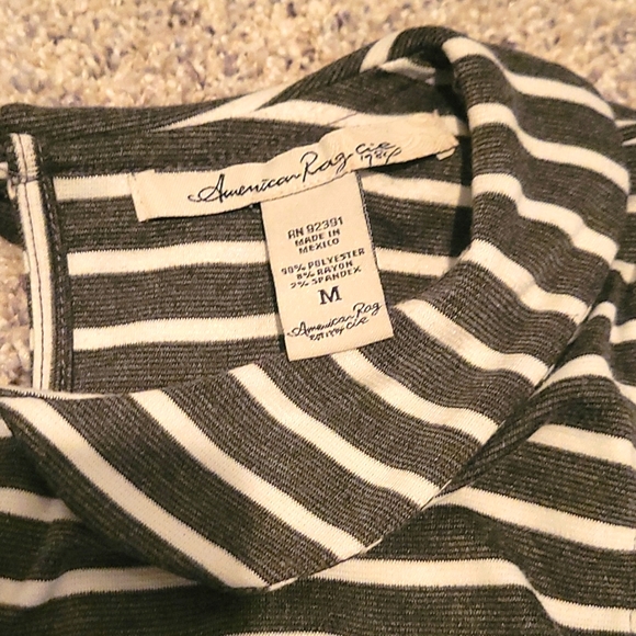 American Rag Gray and white Striped Peplum Top. Size: M - Picture 3 of 3